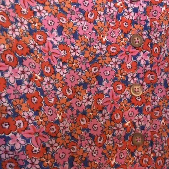 Sanctuary Blouse short sleeves pink orange purple floral Size L. NWOT - Picture 2 of 7